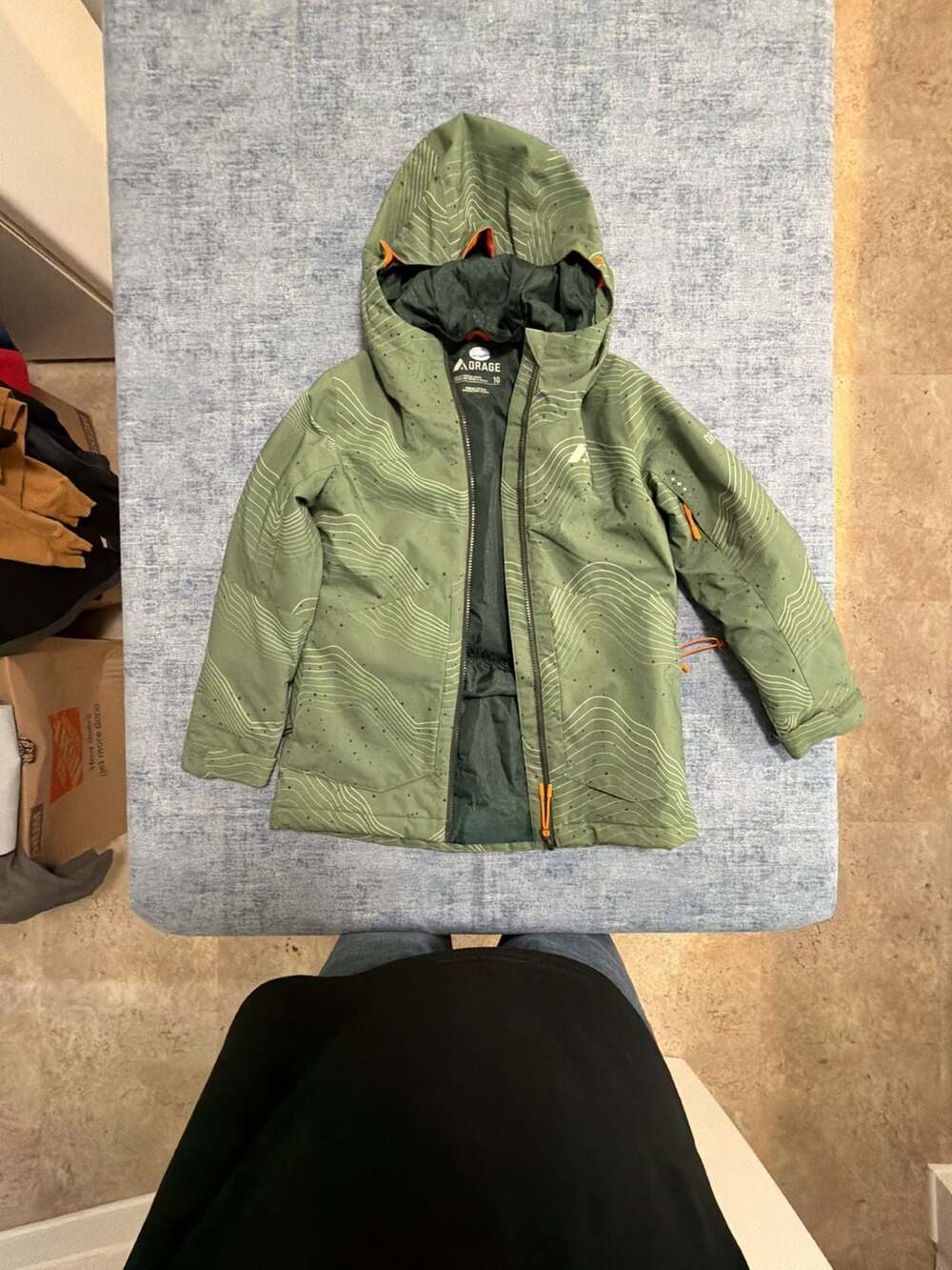 Orage Lola Insulated Ski Jacket Kids Size 10 Green Outlines Shadows